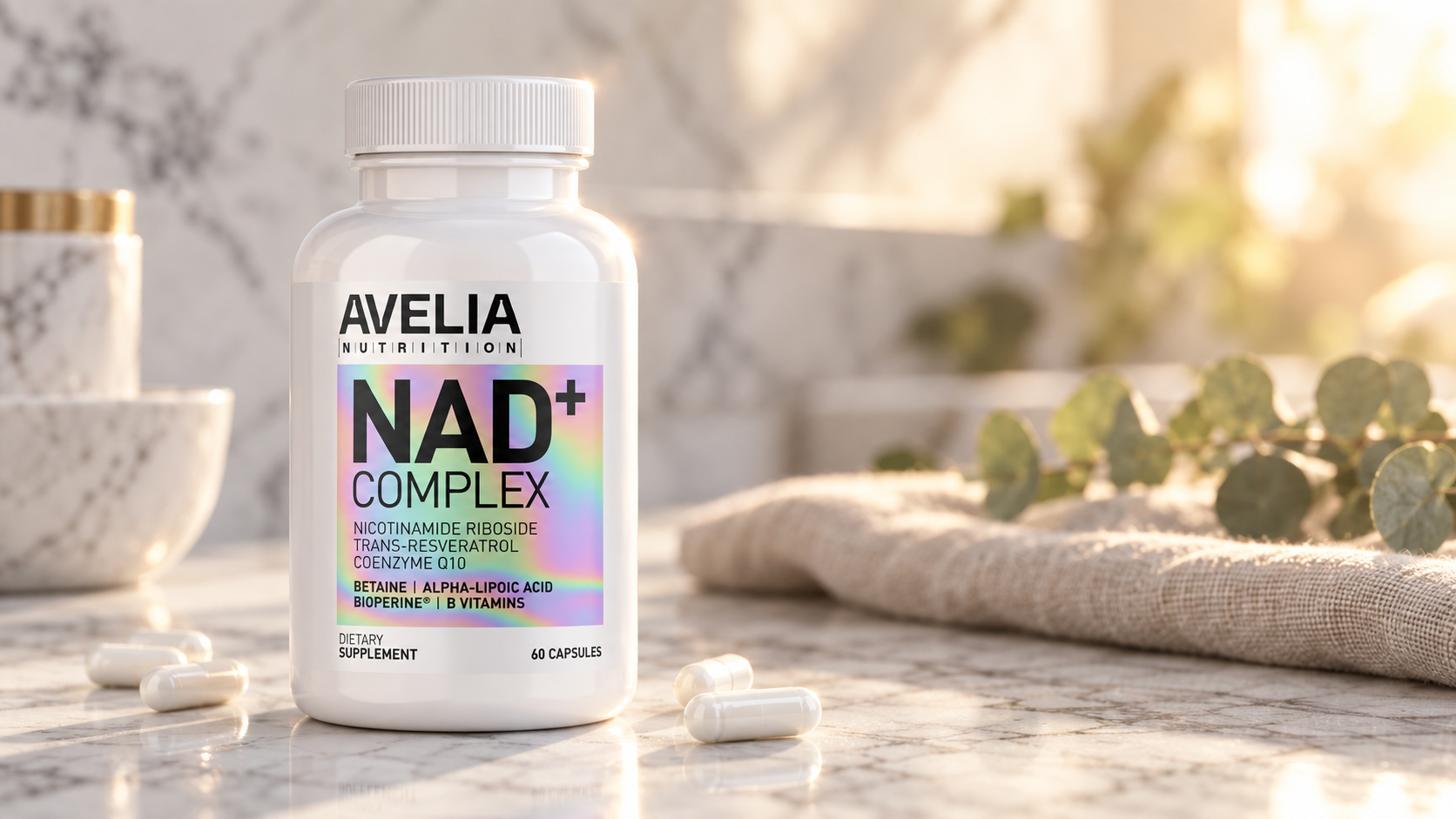 NMN and NAD supplement bottle