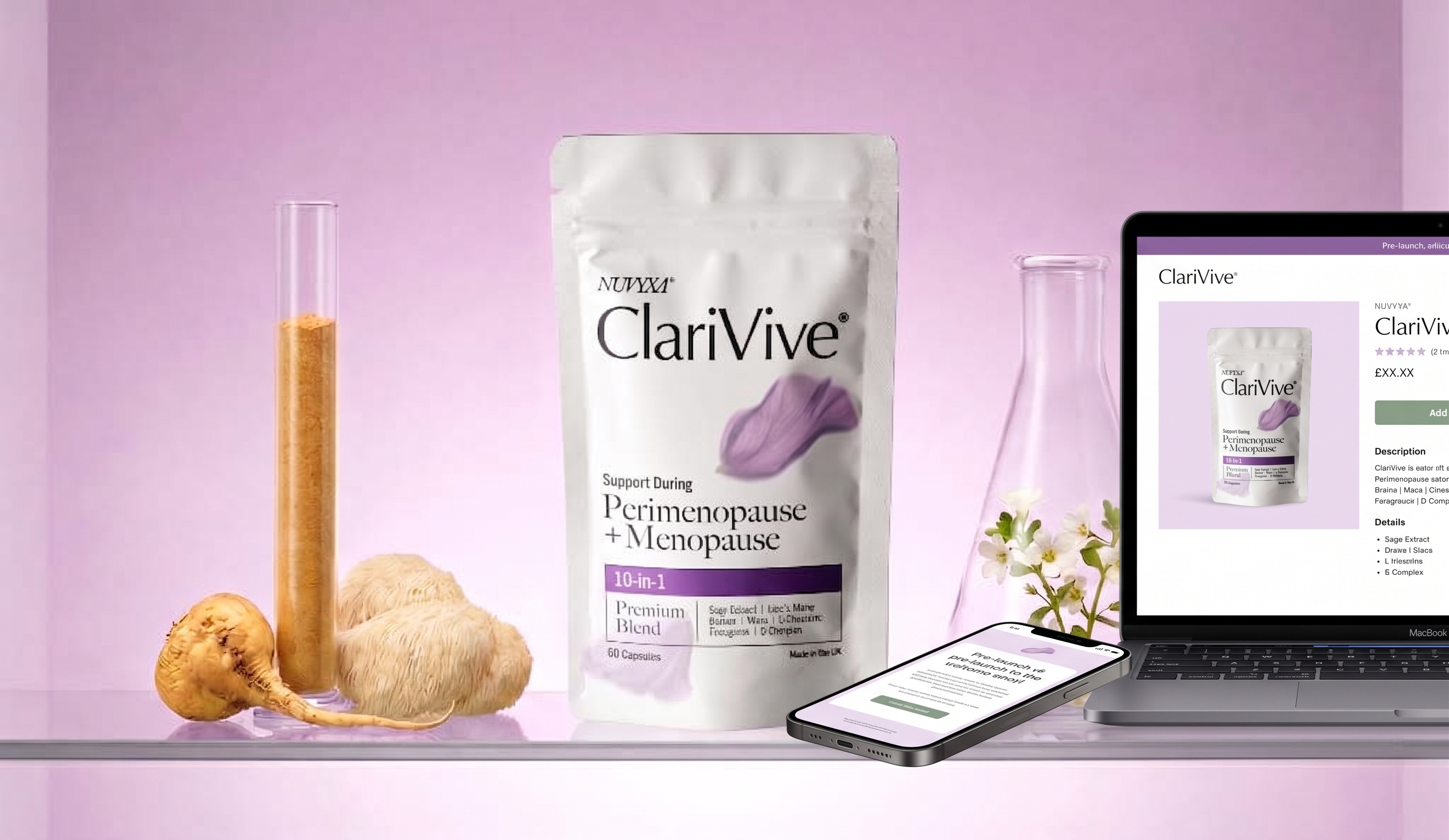 Supplement store homepage on a laptop
